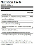 Bucked Up Pre-Workout Non-Stimulant Grape Gainz (30 Servings) Nutrition Facts