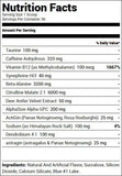 Bucked Up Pre-Workout Woke AF 'Merica Rocket Pop (30 Servings) Nutrition Facts