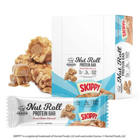 Genius Gourmet Protein Nut Roll Bar Peanut Butter (10 Pack)
