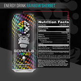 Gorilla Mind Energy Drink Rainbow Sherbet (12 Pack) Nutrition Facts