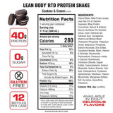 Lean Body Ready-to-Drink Protein Shake 17oz Cookies & Cream (12 Pack) Nutrition Facts