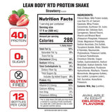 Lean Body Ready-to-Drink Protein Shake 17oz Strawberry (12 Pack) Nutrition Facts