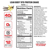 Lean Body Ready-to-Drink Protein Shake 17oz Vanilla (12 Pack) Nutrition Facts