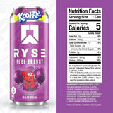 RYSE Fuel™ Energy Kool Aid Grape (12 Pack) Nutrition Facts
