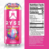 RYSE Fuel™ Energy Ring Pop Berry Blast (12 Pack) Nutrition Facts