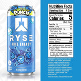RYSE Fuel™ Energy Sour Punch Blue Raspberry (12 Pack) Nutrition Facts