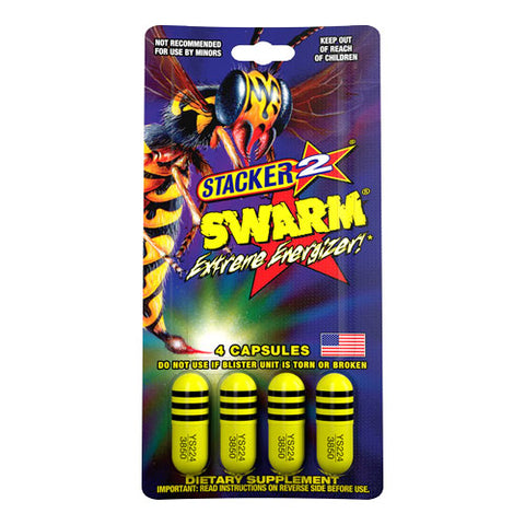 Stacker2 Yellow Swarm Extreme Energizer Capsules 4ct Blister Pack
