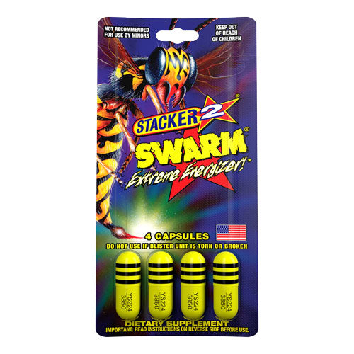 Stacker2 Yellow Swarm Extreme Energizer Capsules 4ct Blister Packs
