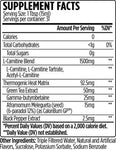 VMI Sports Black Series L-Carnitine 1500 Heat (16 oz) Gummy Bear Supplement Facts