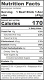 Wicked Cutz Beef Sticks Hot Jalapeño Beef Stick Nutrition Facts (12 Beef Sticks)