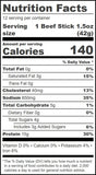 Wicked Cutz Beef Sticks Mesquite Smoked Beef Stick Nutrition Facts (12 Beef Sticks)