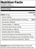 Bucked Up Pre-Workout Strawberry Kiwi (30 Servings) Nutrition Facts