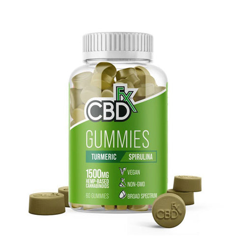CBDfx CBD Gummies with Turmeric and Spirulina 1500mg (60 Gummies)
