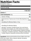 FINAFLEX (Redefine Nutrition) Incinr8 Hardcore (30 Servings) Mango Madness Nutrition Facts