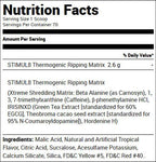 FINAFLEX Redefine Nutrition Original Stimul8 Tropical Storm 40 Servings  Nutrition Facts