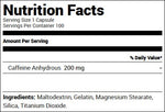 FINAFLEX (Redefine Nutrition) Pure Caffeine (100 Capsules) Nutrition Facts
