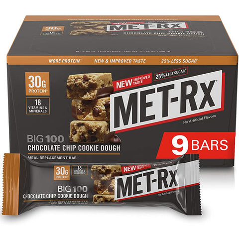 MET-RX BIG 100 Bars Chocolate Chip Cookie Dough (9 Bars)