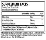 VMI Sports Black Series L-Carnitine 3000 Peach Mango (16 oz) Supplement Facts