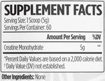 VMI Sports Creatine Monohydrate (60 Servings) Supplement Facts